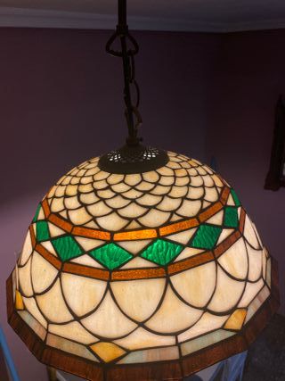 Lámpara de techo Tiffany cristal y metal