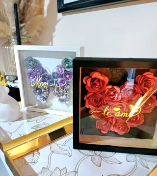 Cuadro Flores 3D Corazón Te Amo