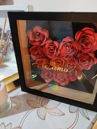 Cuadro Flores 3D Corazón Te Amo