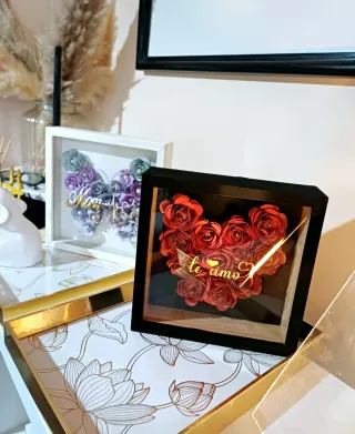 Cuadro Flores 3D Corazón Te Amo