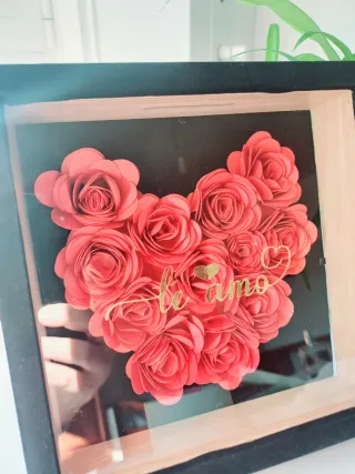 Cuadro Flores 3D Corazón Te Amo