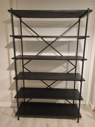 Estantería Librería con 6 Estantes Melamina Negra