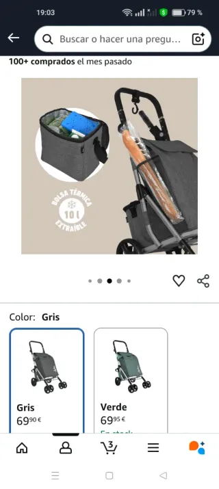 Carro de compra plegable, marca Jata ¡USADO 1 DIA!