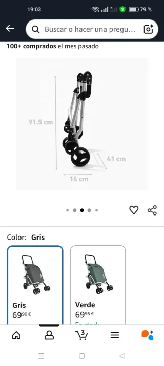 Carro de compra plegable, marca Jata ¡USADO 1 DIA!