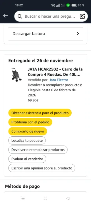 Carro de compra plegable, marca Jata ¡USADO 1 DIA!