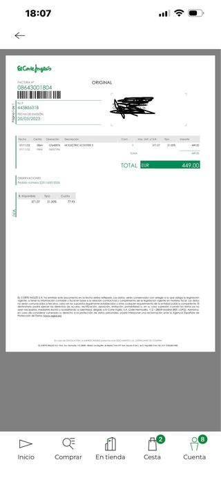 Patinete Eléctrico Xiaomi Negro
