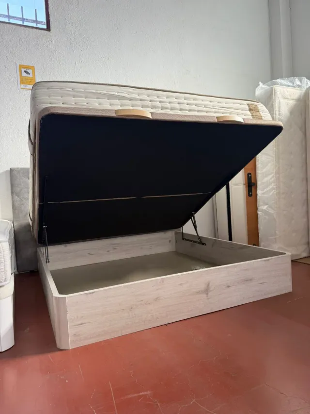 180x200 KING SIZE  CANAPE MADERA BLANCO y colchón