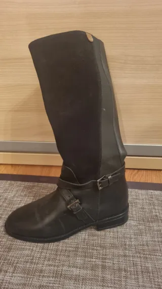 Botas altas piel y ante negras talla 38