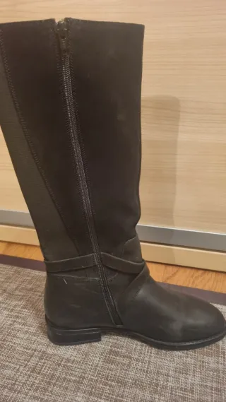 Botas altas piel y ante negras talla 38