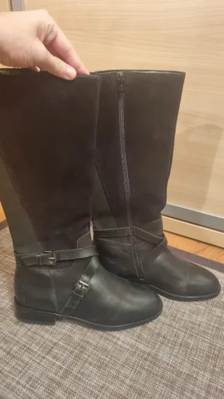 Botas altas piel y ante negras talla 38