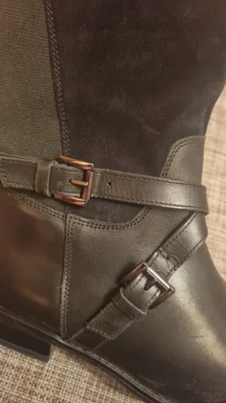 Botas altas piel y ante negras talla 38