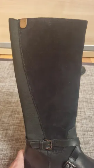 Botas altas piel y ante negras talla 38