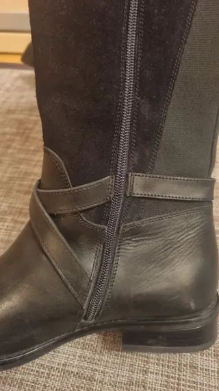 Botas altas piel y ante negras talla 38