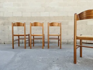 Set de 4 sillas de enea. Vintage, 70s.