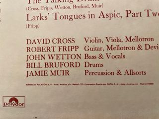 King Crimson “Lark's Tongues in Aspic “LP Vinilo