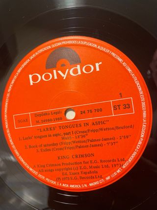 King Crimson “Lark's Tongues in Aspic “LP Vinilo
