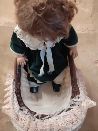 Cochecito Muñeca  Antiguo Mimbre