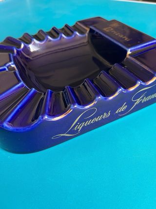 Posacenere vintage blu Marie Brizard anni 70