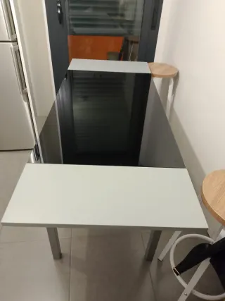 Mesa de cocina extensible cristal y metal