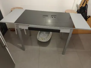 Mesa de cocina extensible cristal y metal