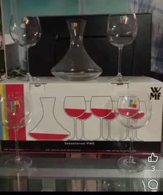 Juego Decantador y 6 Copas de Vino WMF