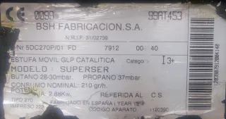 Estufa de Gas catalítica, Superser Helius