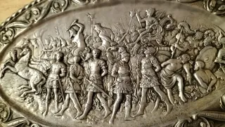 Bandeja Ovalada Metal Repujado Decorativa