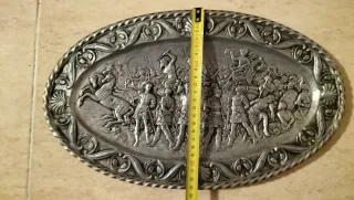 Bandeja Ovalada Metal Repujado Decorativa