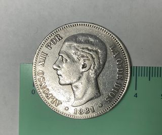 ºoO 5 pesetas Alfonso XII 1881 - plata - MSM - ES
