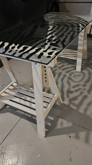 Mesa Ikea Huella Dactilar Cristal y Madera