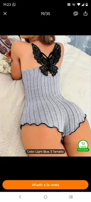 Pijama verde con encaje mariposa