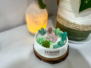 Vela artesanal aromática cactus y flores