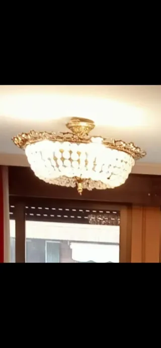 Lámpara techo bronce y cristal strass
