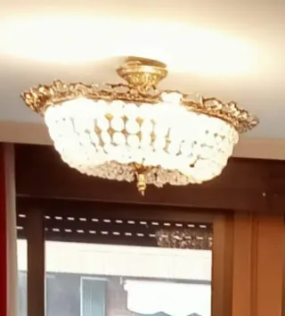 Lámpara techo bronce y cristal strass