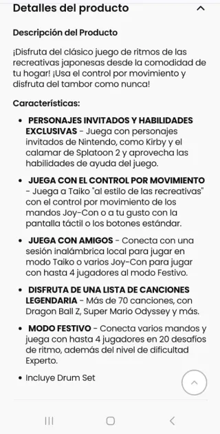 HORI Taiko No Tatsujin Drum Controller Switch caja