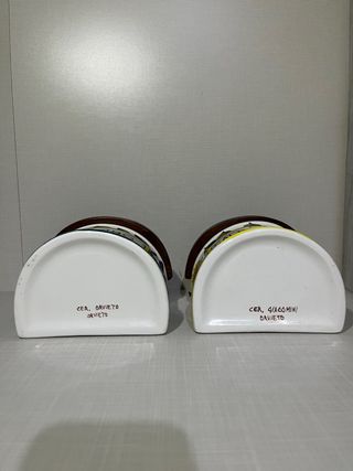 Coppia Porta Sale da Parete in Ceramica vintage