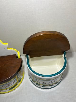 Coppia Porta Sale da Parete in Ceramica vintage