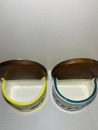 Coppia Porta Sale da Parete in Ceramica vintage