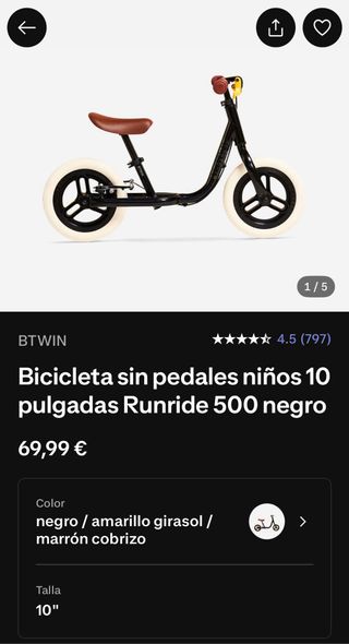 Bicicleta sin pedales Btwin 10 pulgadas