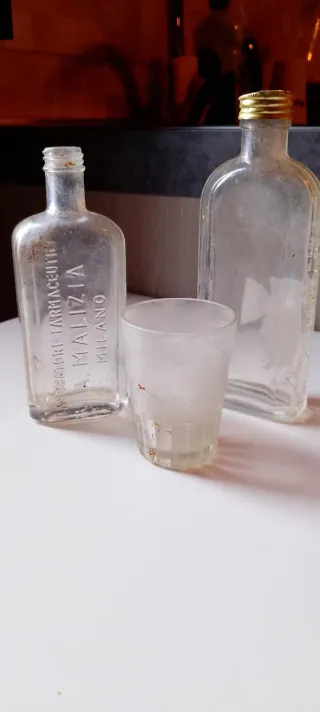 Lotto 3 bottiglie vetro farmacia Milano