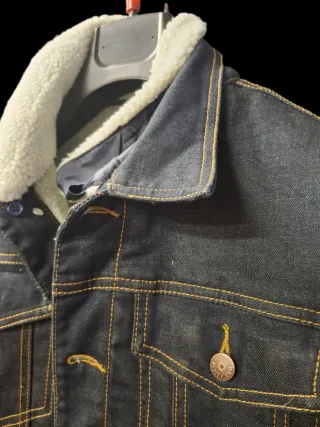 Giubbotto jeans con interno bianco