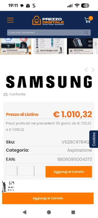 Samsung Bespoke Jet AI Scopa Ricaricabile