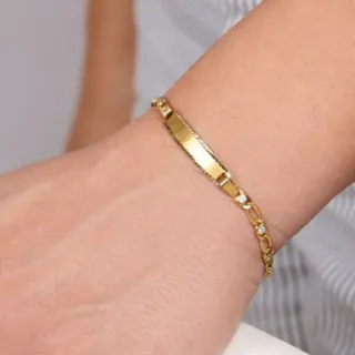 Comuniones Pulsera Fígaro con Placa Oro