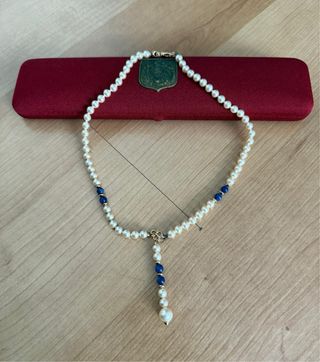 Collar Majorica Perlas y Zafiros 40cm + 5cm