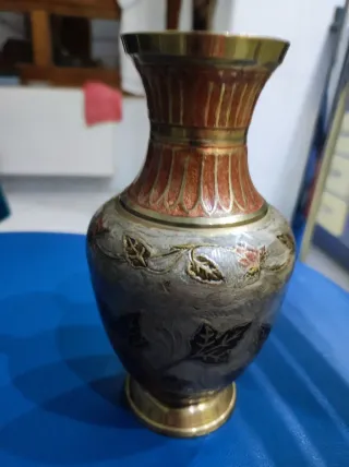 Jarrón Vintage latón y esmaltes