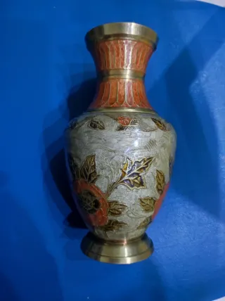 Jarrón Vintage latón y esmaltes