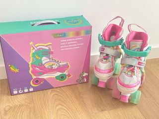 Patines niña extensibles T30-33 unicornio luces