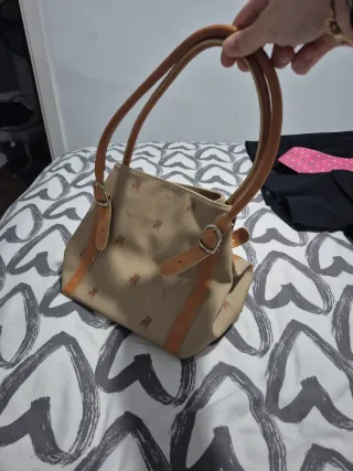 Bolso de mano mujer beige y marrón
