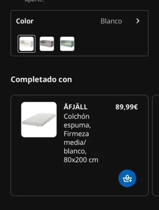 Cama nido blanca con dos colchones de 80x200.