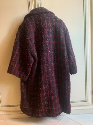 Cappotto Trussardi Tweed Rosso Nero Tg S